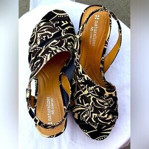 NEW NATURALIZER  Lulianna Natural Linen and Cork Wedge Sandal. Size 8.5